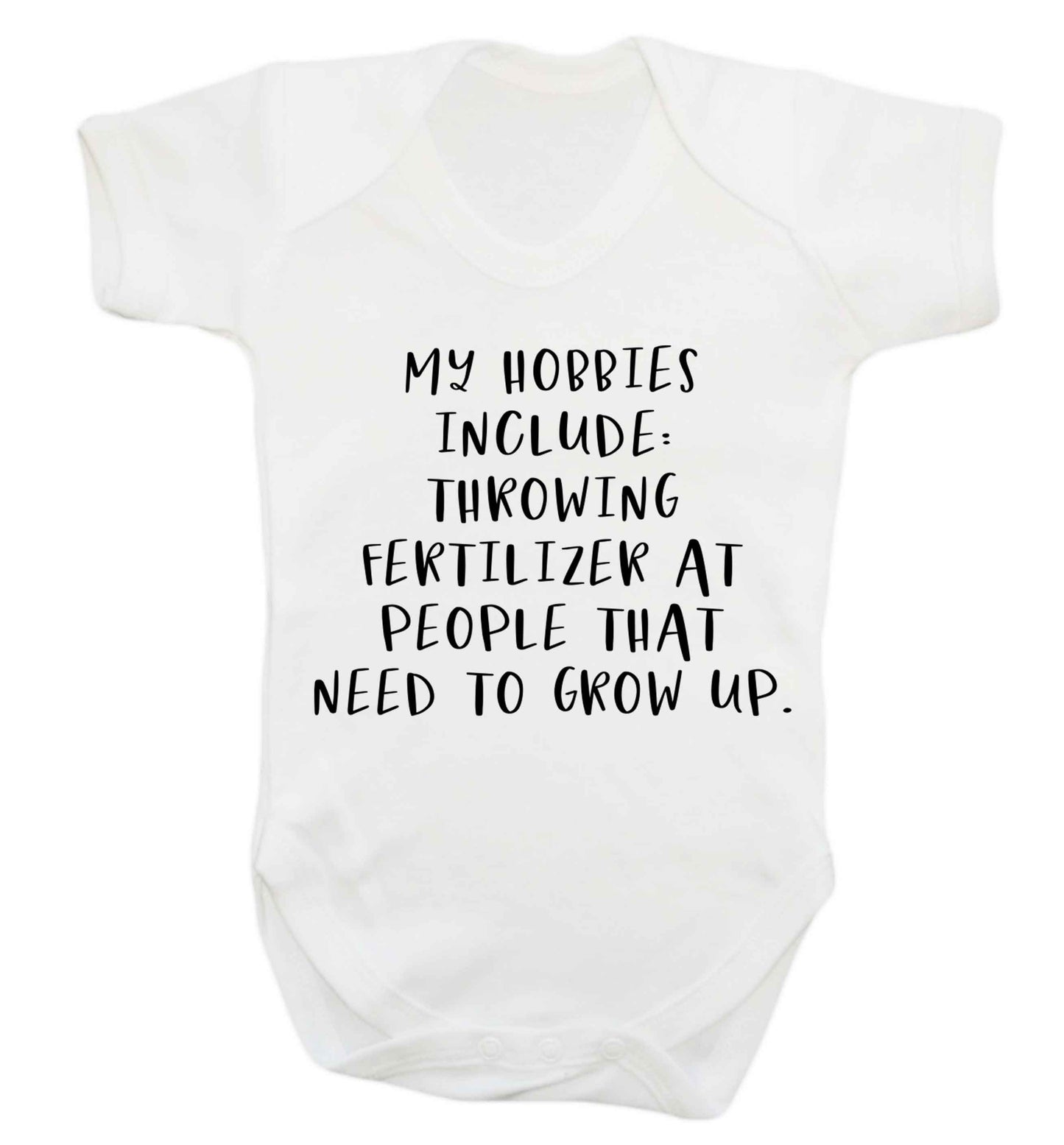 Throwing fertilizer at people that need to grow up Baby Vest white 18-24 months