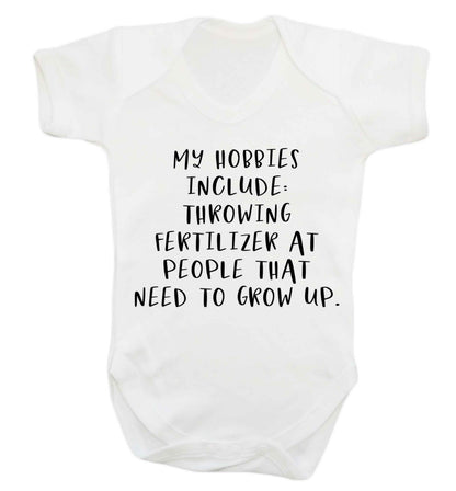 Throwing fertilizer at people that need to grow up Baby Vest white 18-24 months