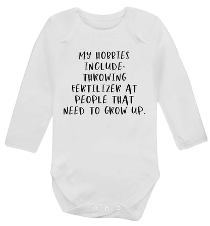 Throwing fertilizer at people that need to grow up Baby Vest long sleeved white 6-12 months