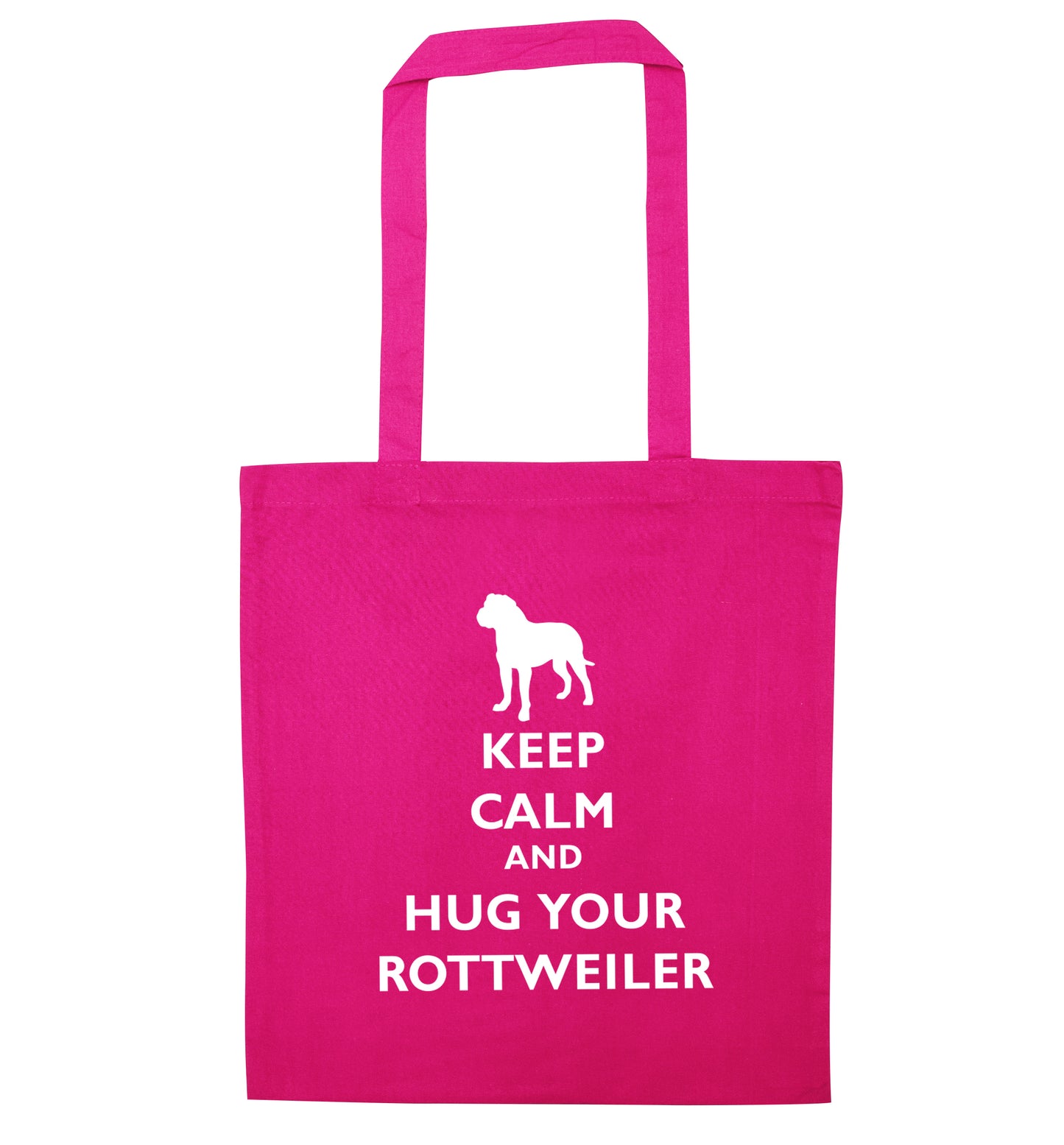 Keep calm and hug your rottweiler pink tote bag