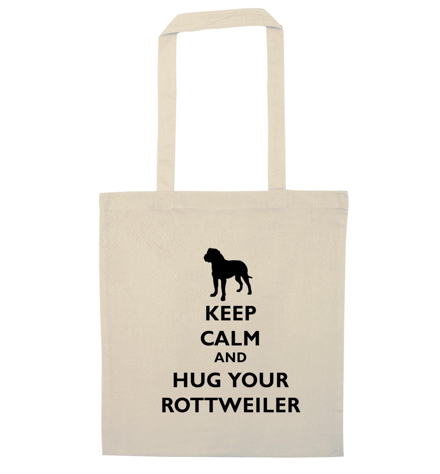 Keep calm and hug your rottweiler natural tote bag
