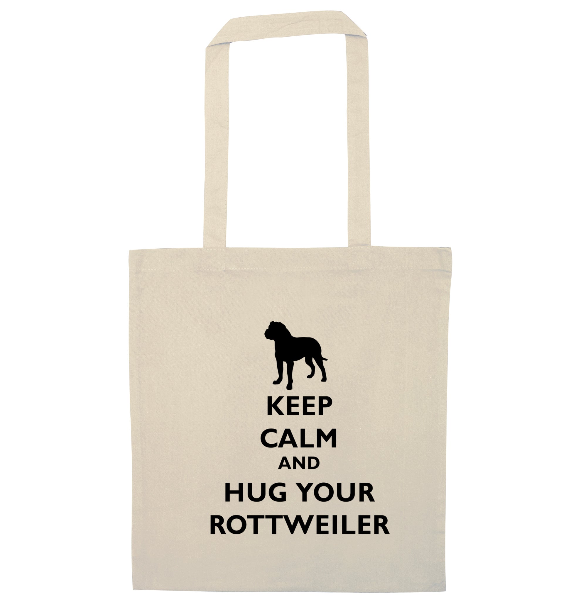 Keep calm and hug your rottweiler natural tote bag