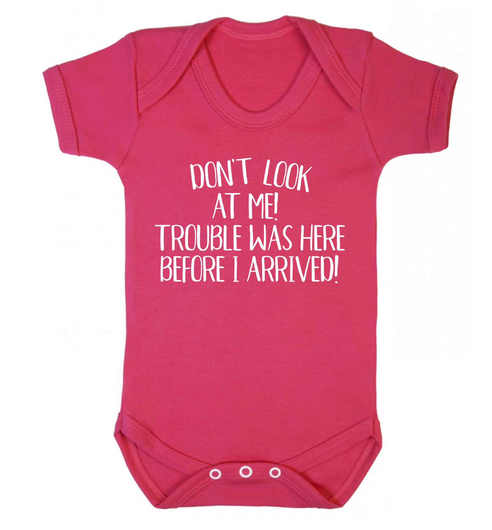 Don't look at me, trouble was here before I arrived! Baby Vest dark pink 18-24 months