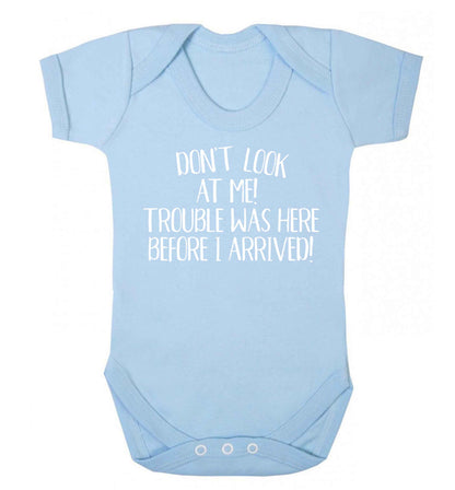 Don't look at me, trouble was here before I arrived! Baby Vest pale blue 18-24 months