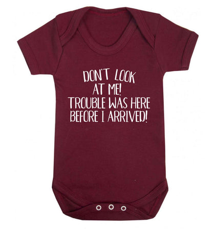 Don't look at me, trouble was here before I arrived! Baby Vest maroon 18-24 months