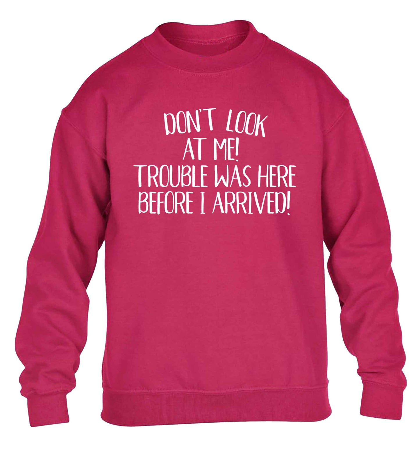 Don't look at me, trouble was here before I arrived! children's pink sweater 12-13 Years