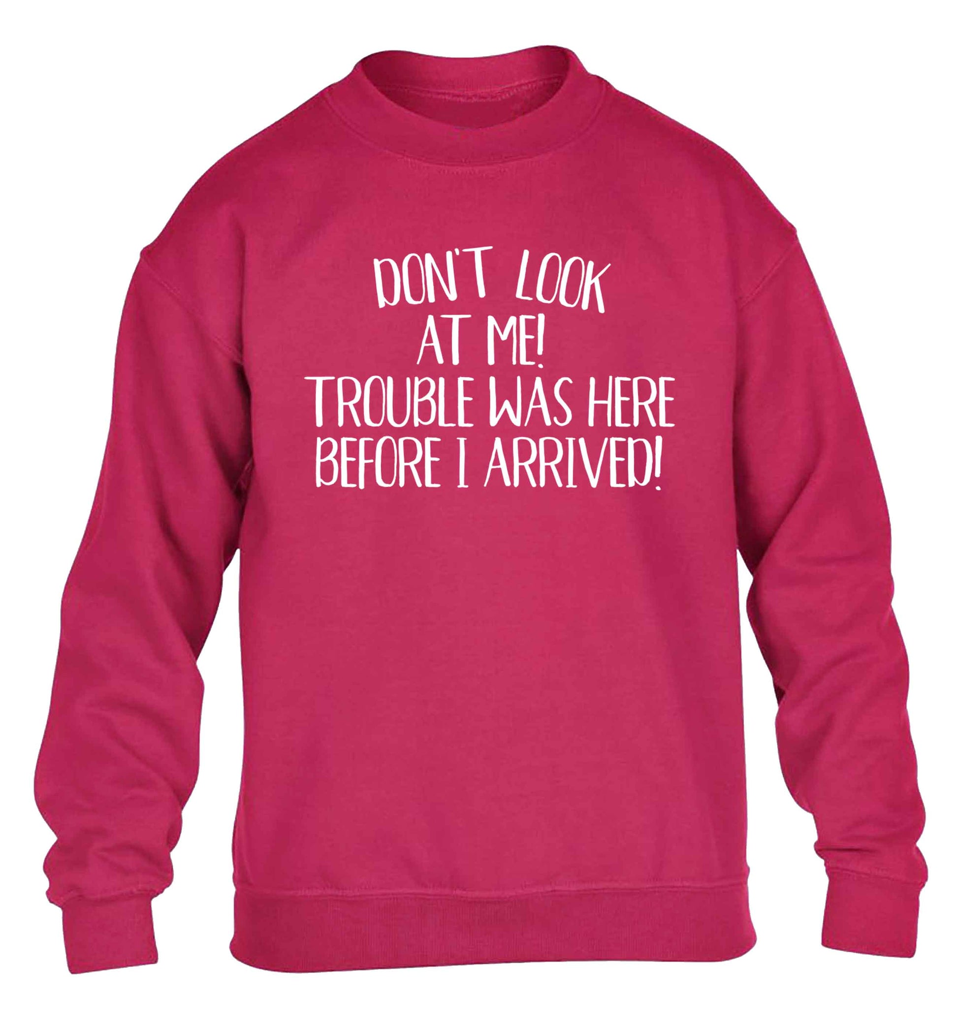 Don't look at me, trouble was here before I arrived! children's pink sweater 12-13 Years