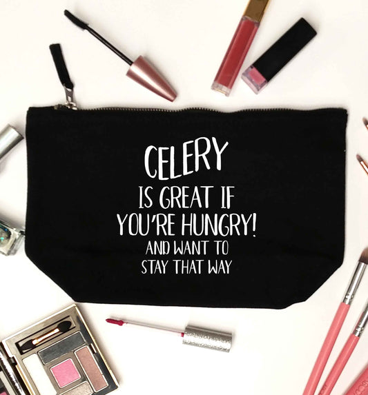 Cellery is great when you're hungry and want to stay that way black makeup bag