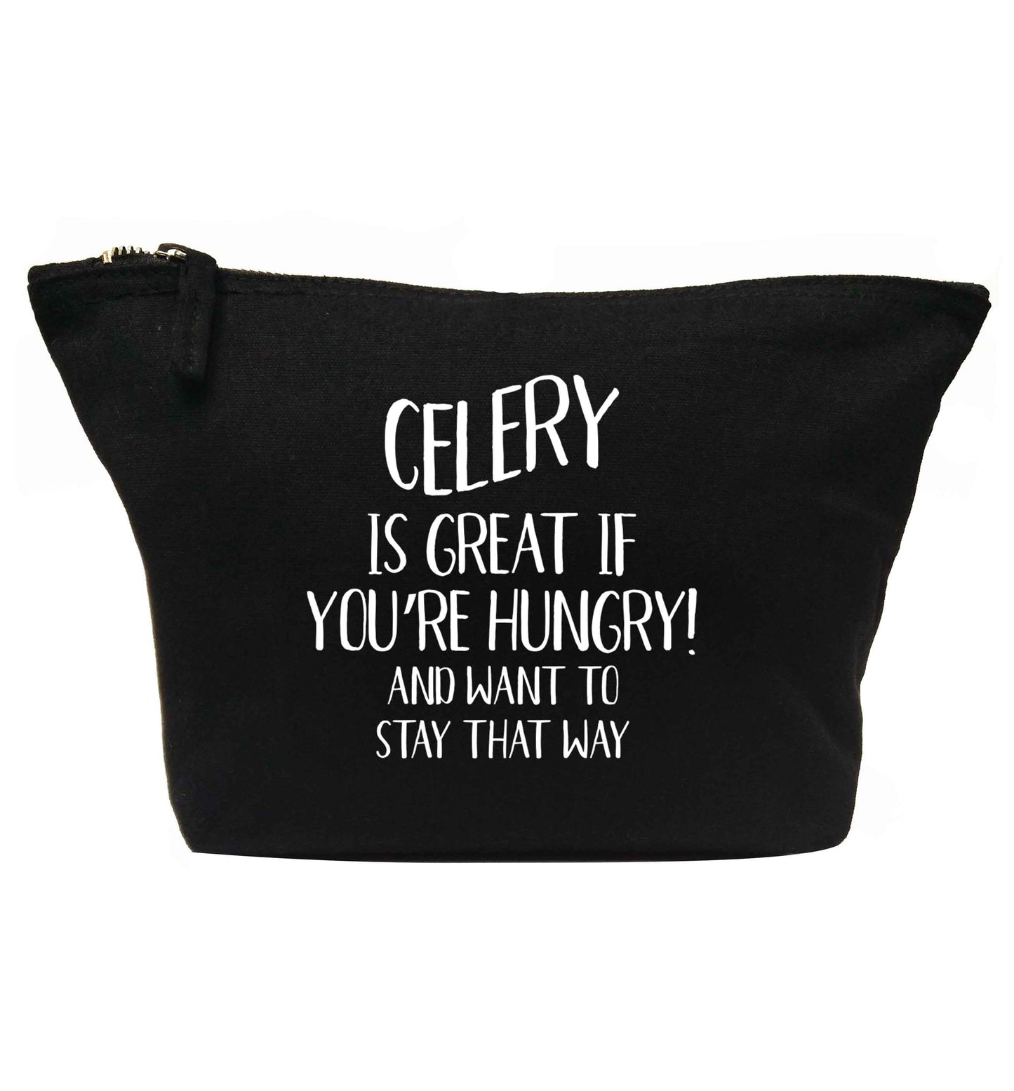 Celery is great when you're hungry and want to stay that way | makeup / wash bag