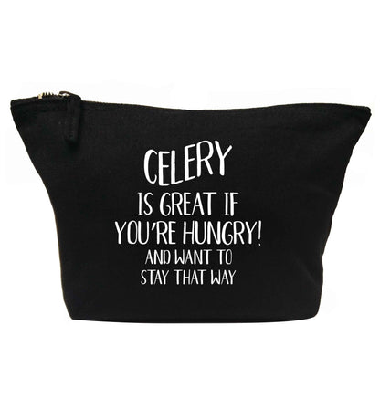 Celery is great when you're hungry and want to stay that way | makeup / wash bag