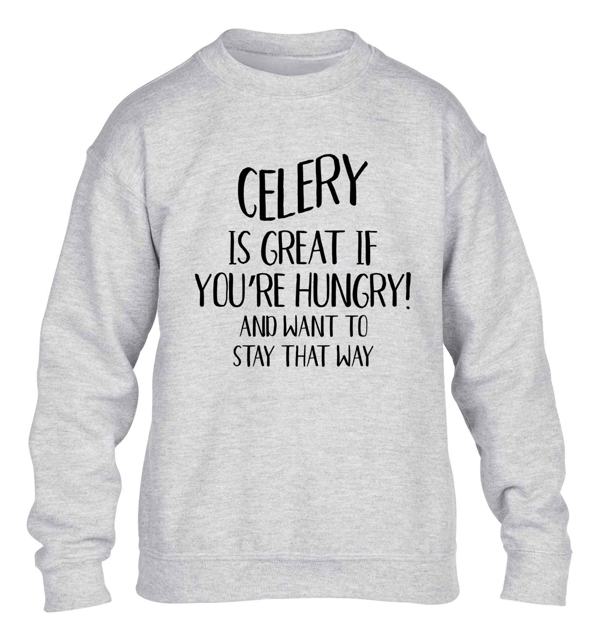 Cellery is great when you're hungry and want to stay that way children's grey sweater 12-13 Years
