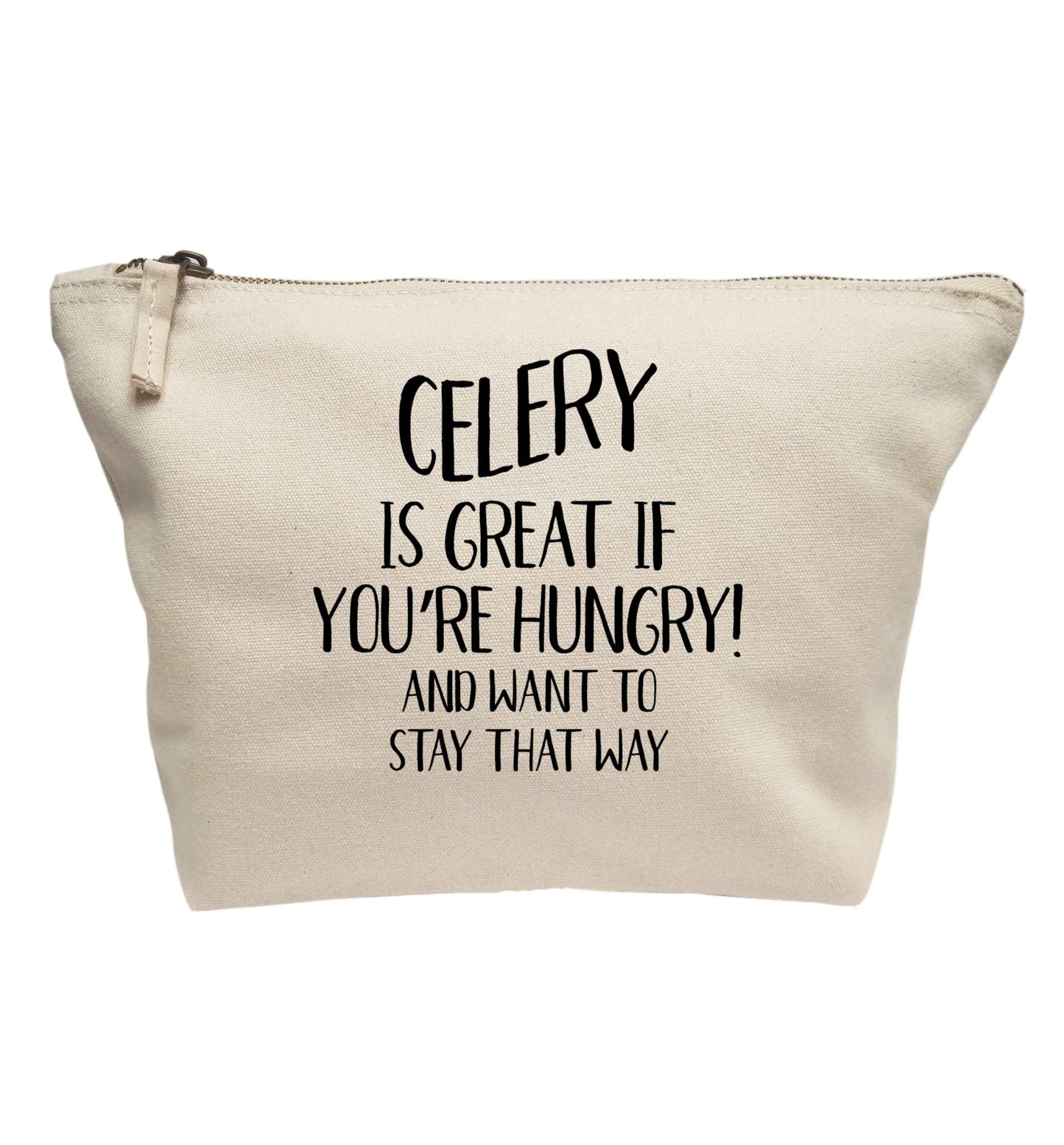 Celery is great when you're hungry and want to stay that way | makeup / wash bag