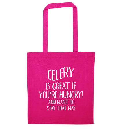Cellery is great when you're hungry and want to stay that way pink tote bag
