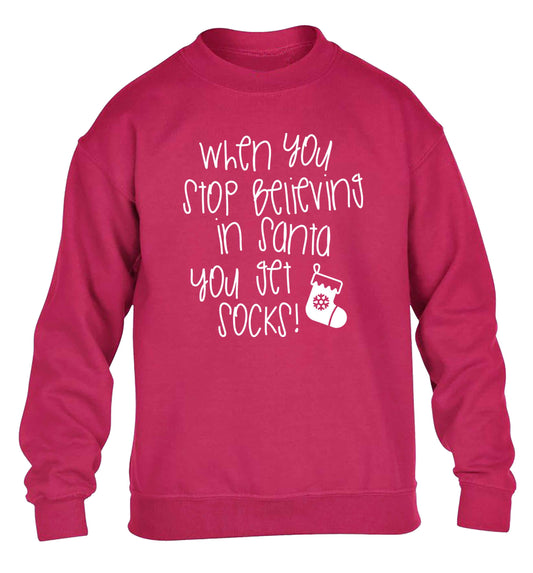 When you stop believing in santa you get socks children's pink sweater 12-13 Years