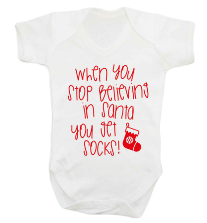 When you stop believing in santa you get socks Baby Vest white 18-24 months