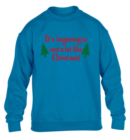 It's beginning to cost a lot like Christmas children's blue sweater 12-13 Years