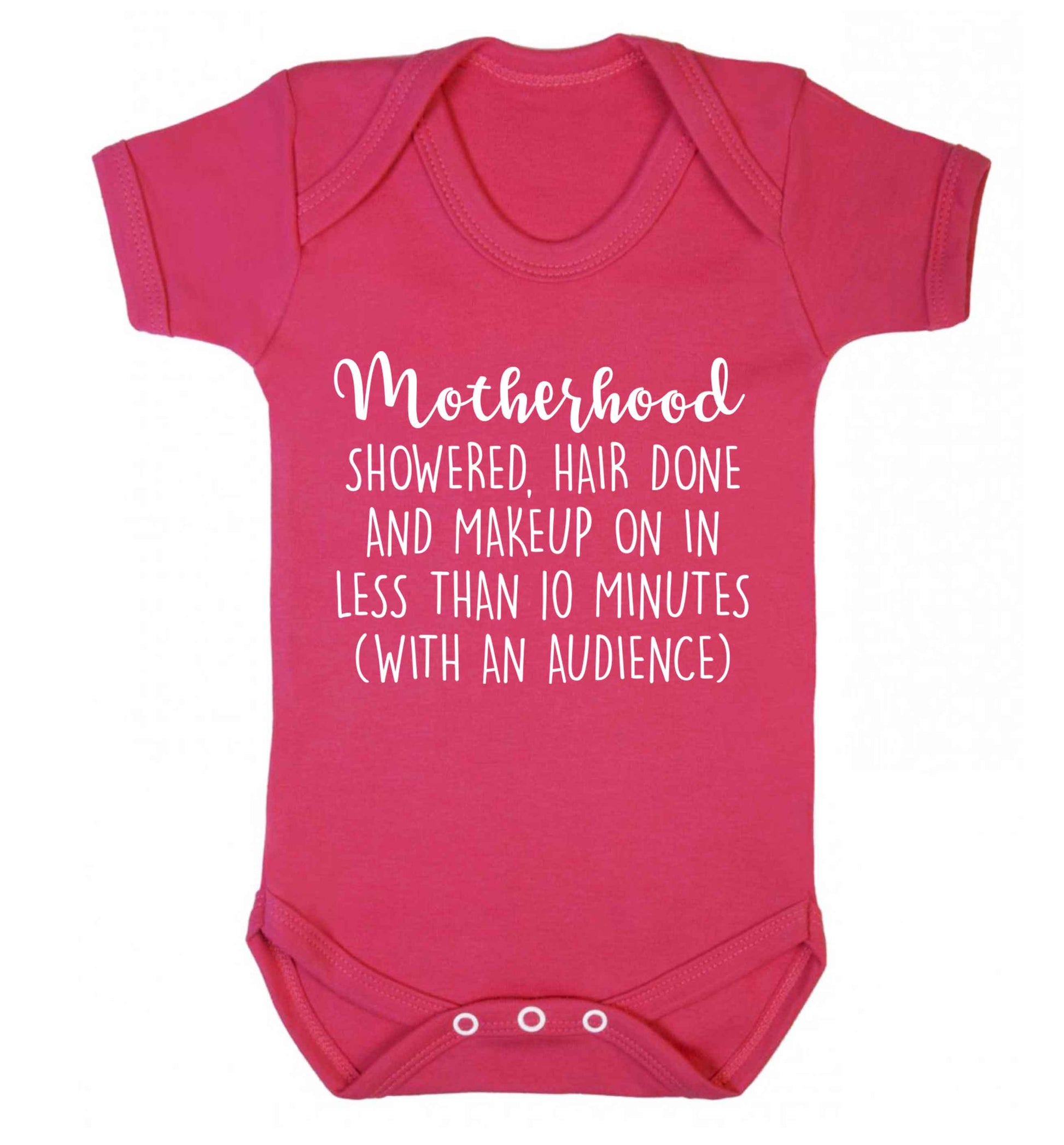 Motherhood, showered, hair done and makeup on Baby Vest dark pink 18-24 months