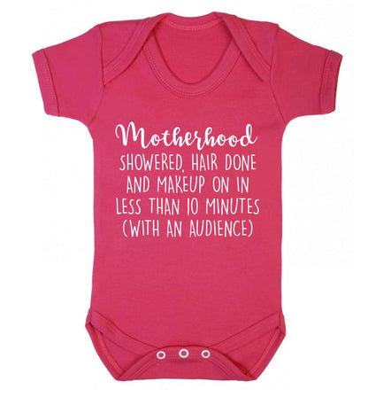 Motherhood, showered, hair done and makeup on Baby Vest dark pink 18-24 months