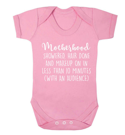 Motherhood, showered, hair done and makeup on Baby Vest pale pink 18-24 months