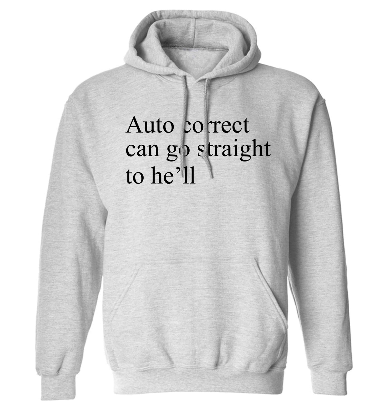 Auto correct can go straight to he'll adults unisex grey hoodie 2XL