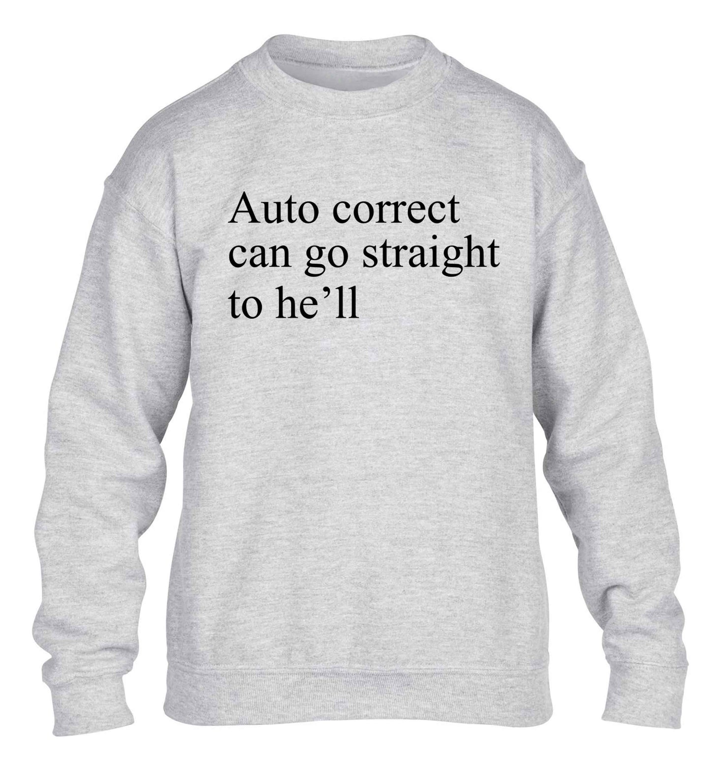 Auto correct can go straight to he'll children's grey sweater 12-13 Years