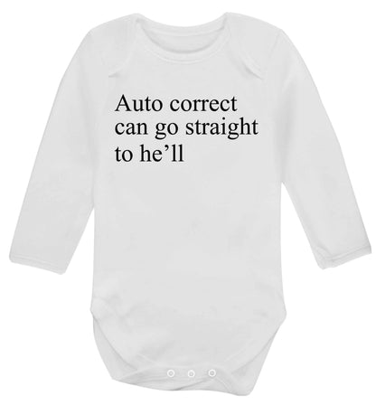 Auto correct can go straight to he'll Baby Vest long sleeved white 6-12 months