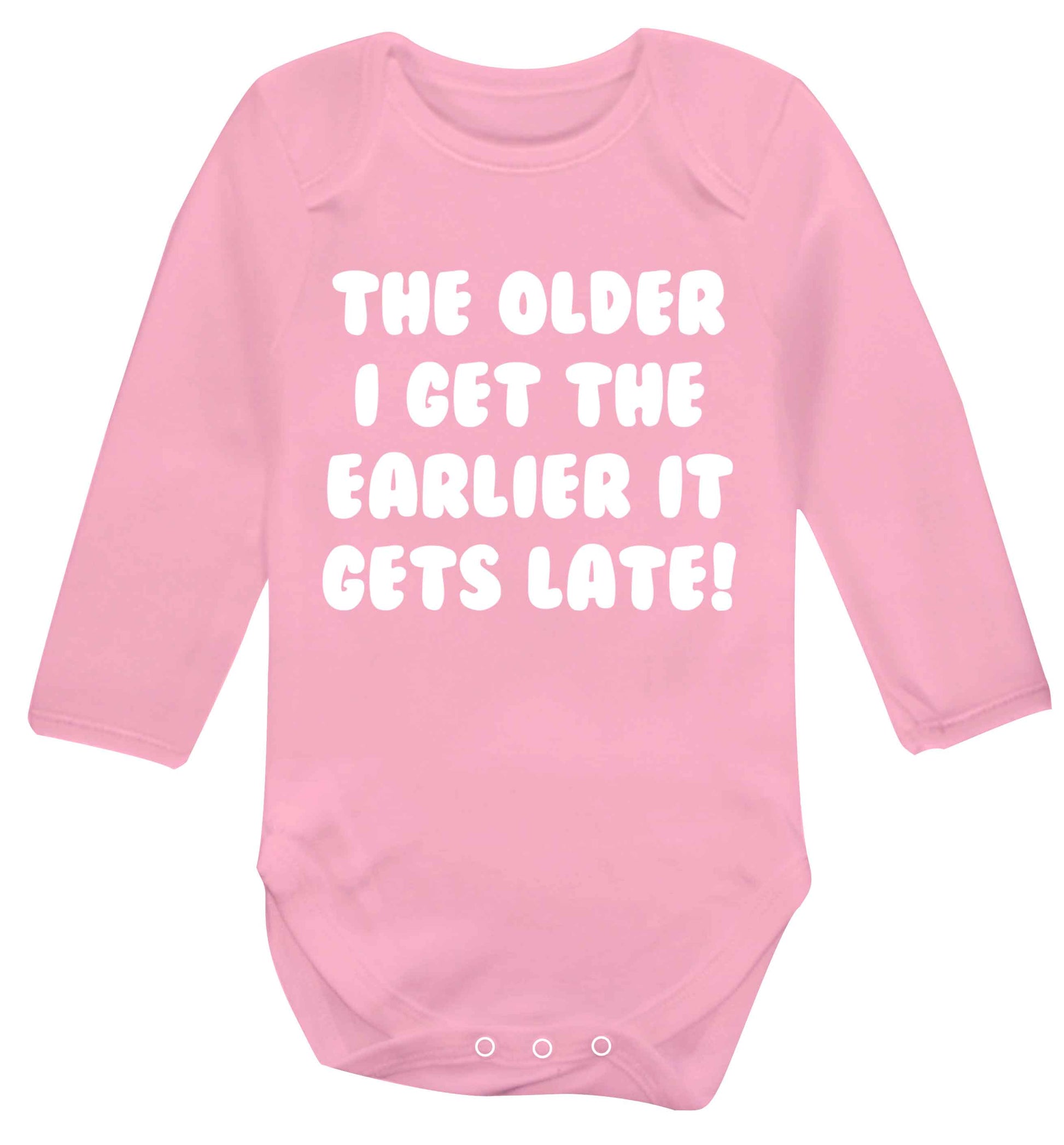 The older I get the earlier it gets late! Baby Vest long sleeved pale pink 6-12 months