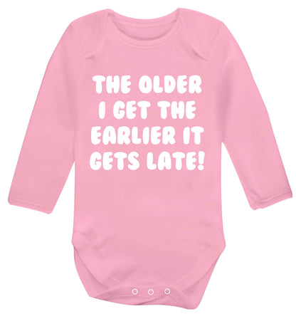 The older I get the earlier it gets late! Baby Vest long sleeved pale pink 6-12 months