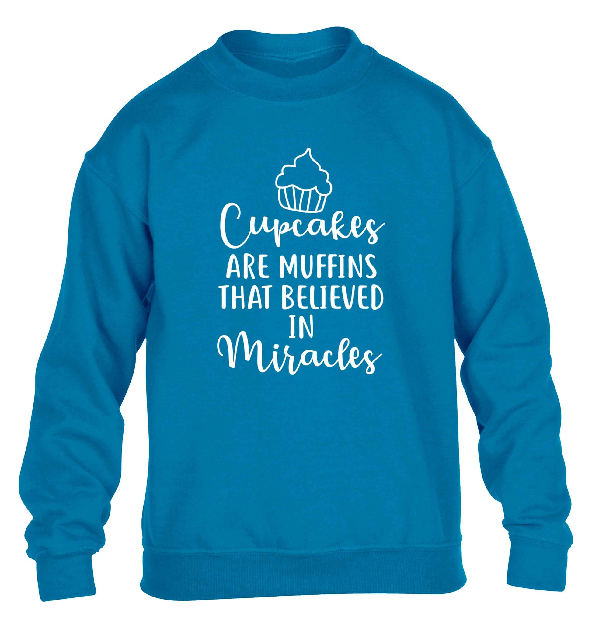 Cupcakes muffins that believed in miracles children's blue sweater 12-13 Years