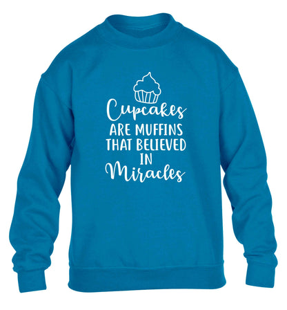 Cupcakes muffins that believed in miracles children's blue sweater 12-13 Years