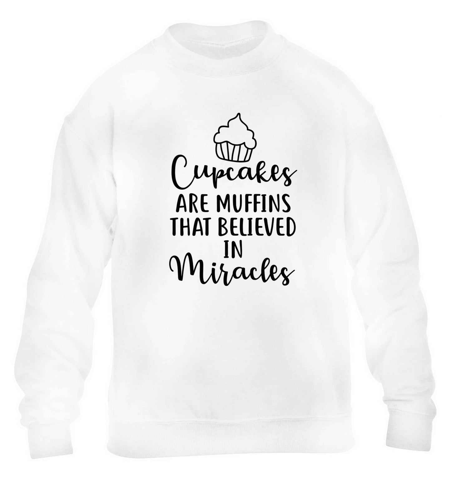 Cupcakes muffins that believed in miracles children's white sweater 12-13 Years
