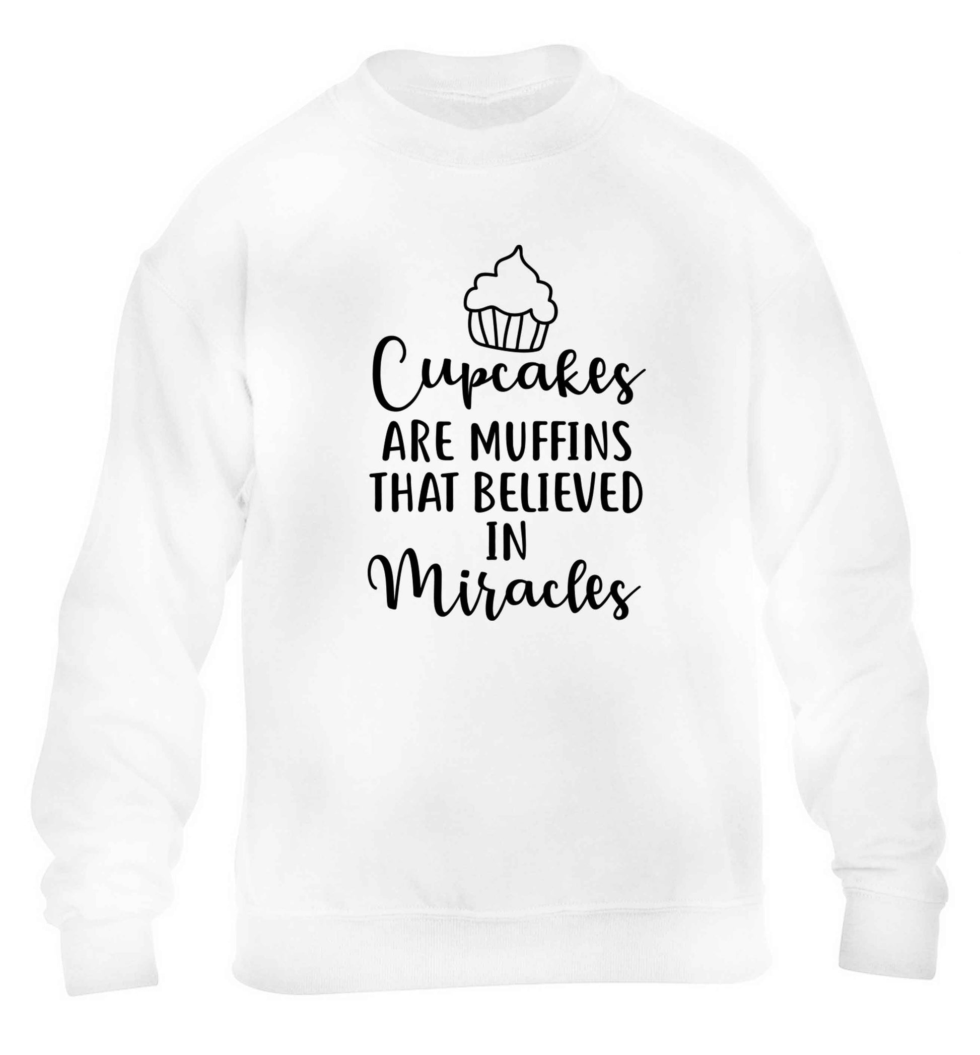 Cupcakes muffins that believed in miracles children's white sweater 12-13 Years