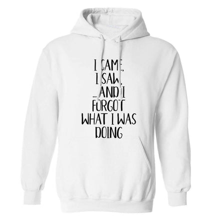 I came, I saw and I forgot what I was doing adults unisex white hoodie 2XL