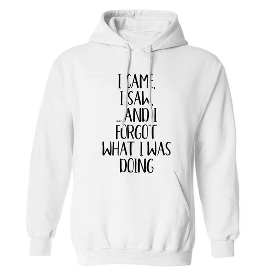 I came, I saw and I forgot what I was doing adults unisex white hoodie 2XL