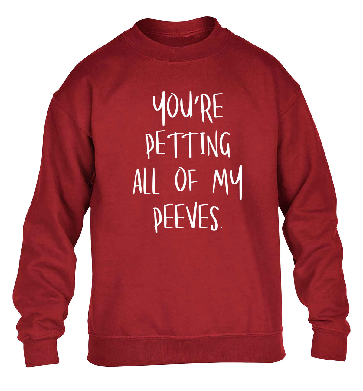 You're petting all of my peeves children's grey sweater 12-13 Years