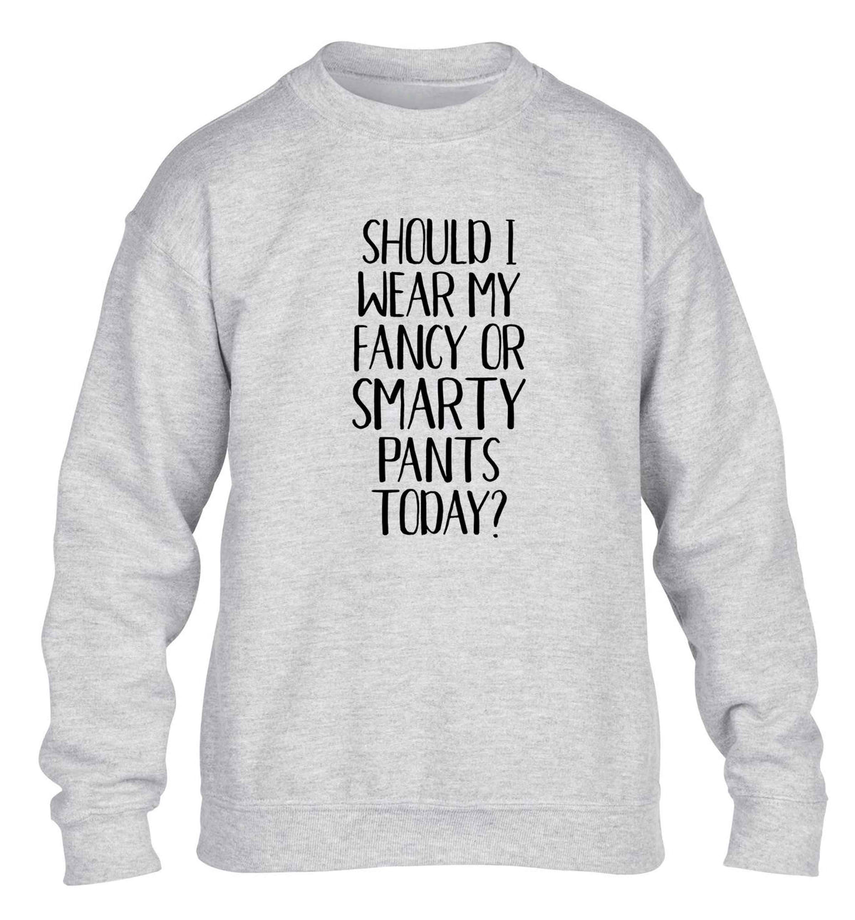 Should I wear my fancy or smarty pants on today? children's grey sweater 12-13 Years