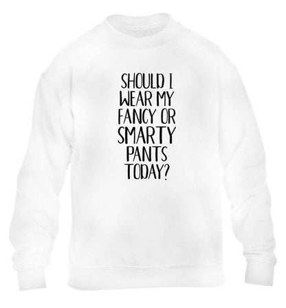 Should I wear my fancy or smarty pants on today? children's white sweater 12-13 Years