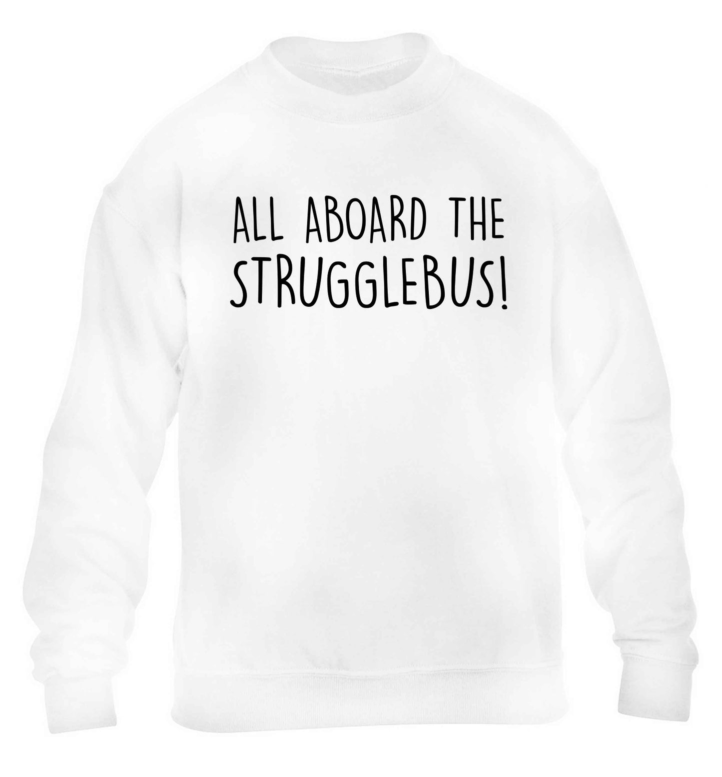 All aboard the strugglebus children's white sweater 12-13 Years