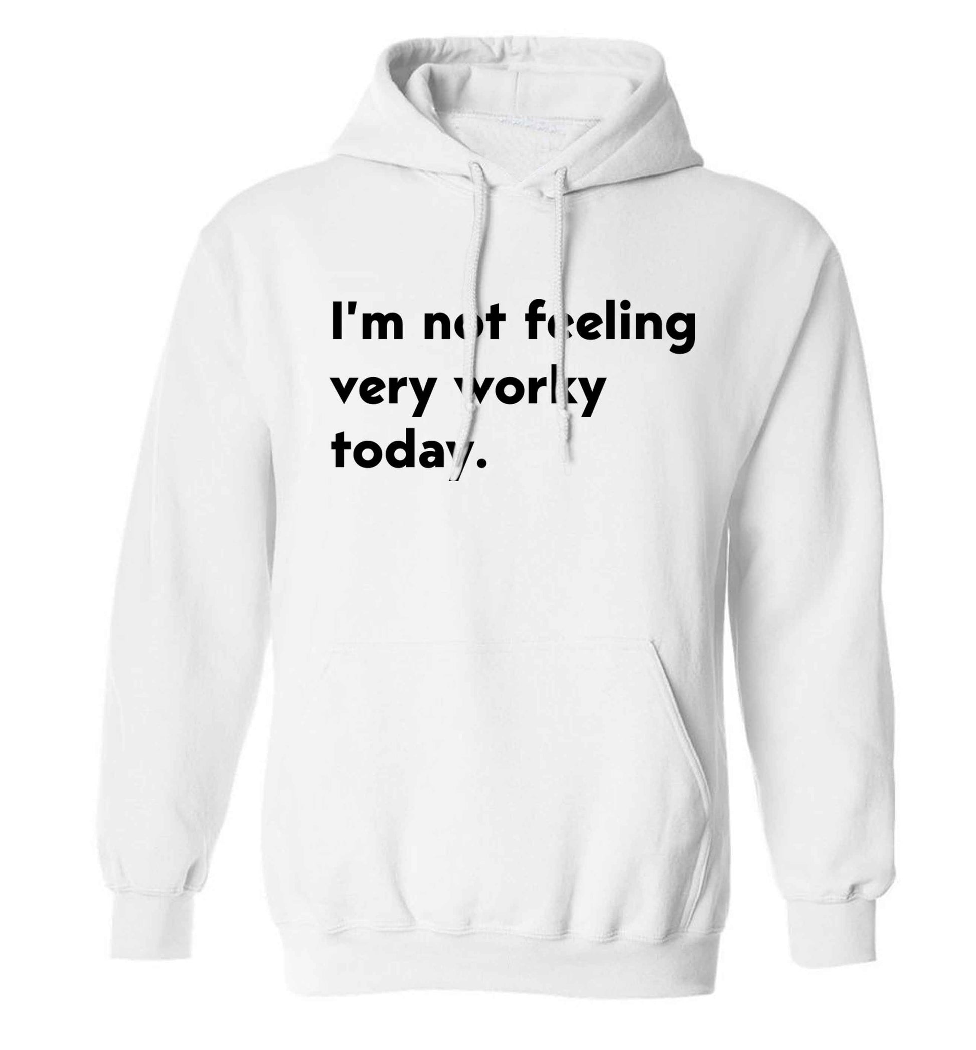 I'm not feeling very worky today adults unisex white hoodie 2XL