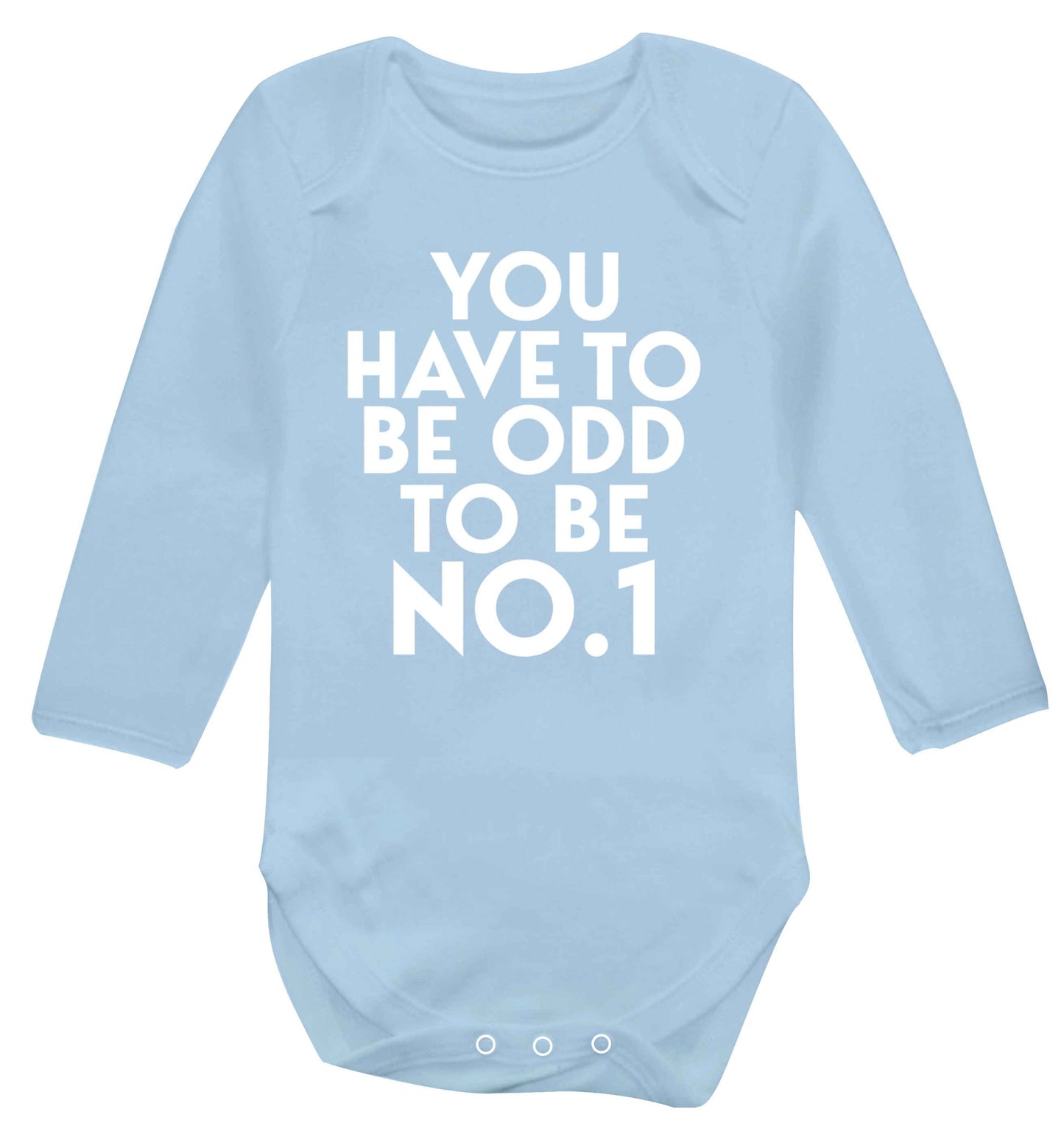 You have to be odd to be No.1 Baby Vest long sleeved pale blue 6-12 months