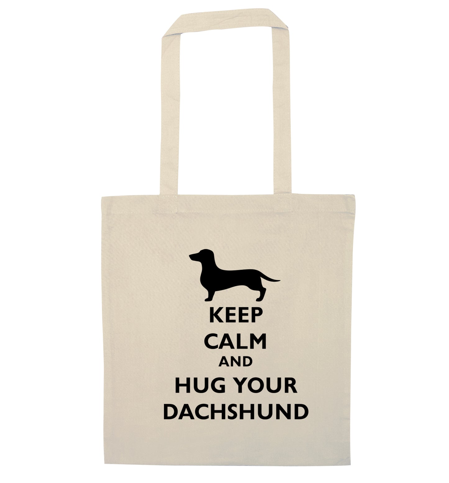 Keep calm and hug your dachshund natural tote bag