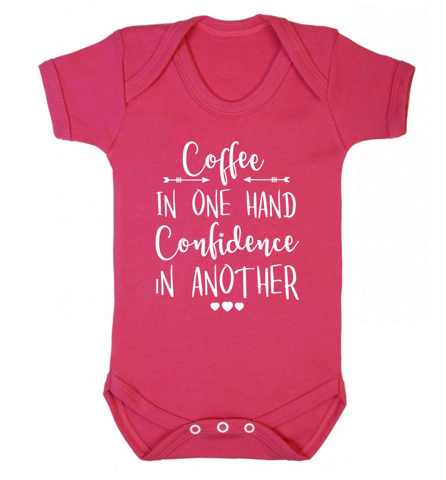 Coffee in one hand confidence in the other Baby Vest dark pink 18-24 months