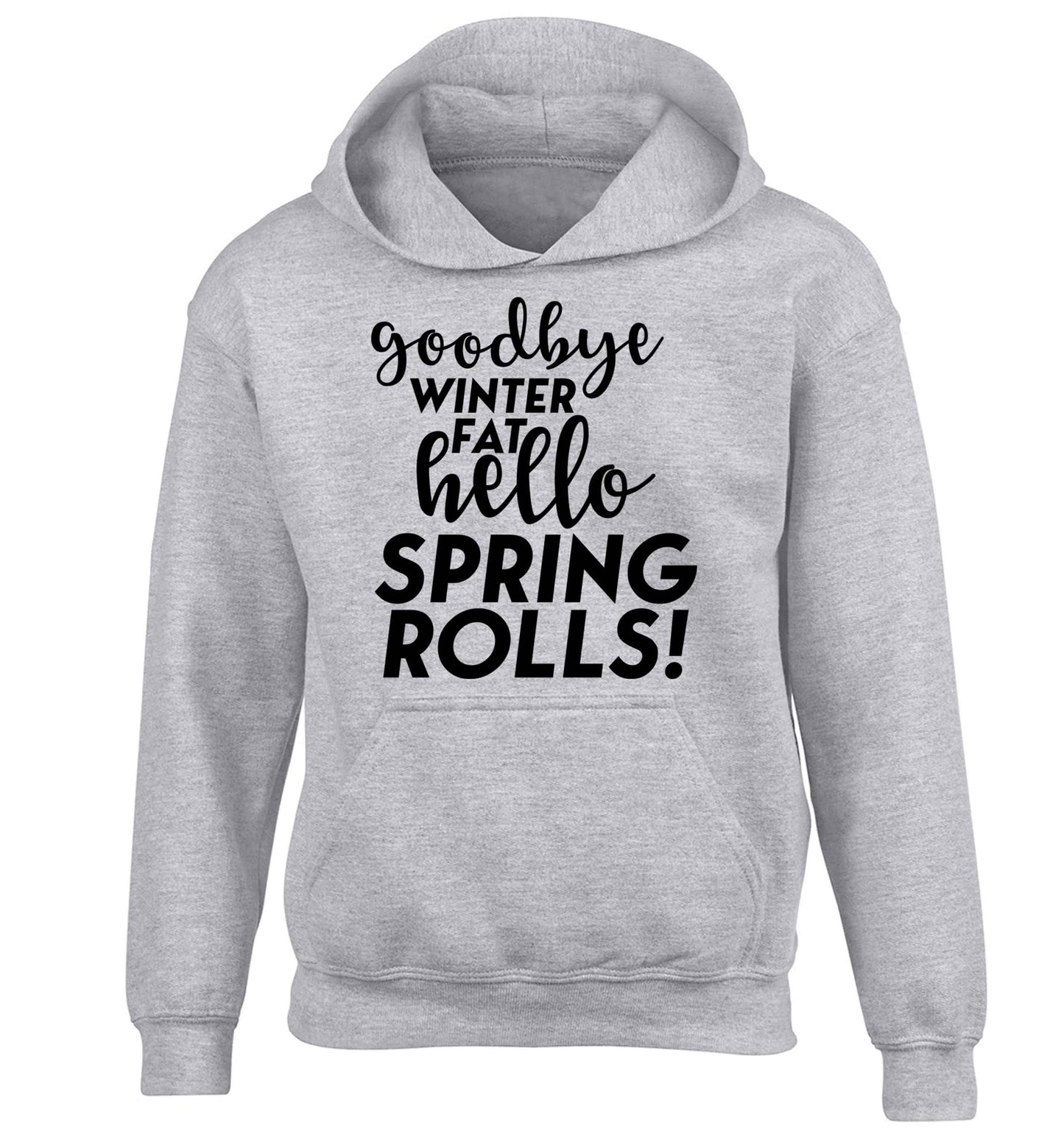 Goodbye winter fat hello spring rolls children's grey hoodie 12-13 Years