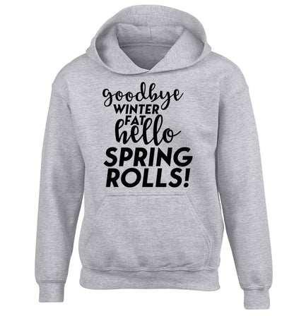 Goodbye winter fat hello spring rolls children's grey hoodie 12-13 Years