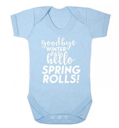 Goodbye winter fat hello spring rolls Baby Vest pale blue 18-24 months