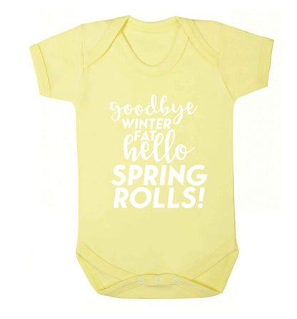 Goodbye winter fat hello spring rolls Baby Vest pale yellow 18-24 months