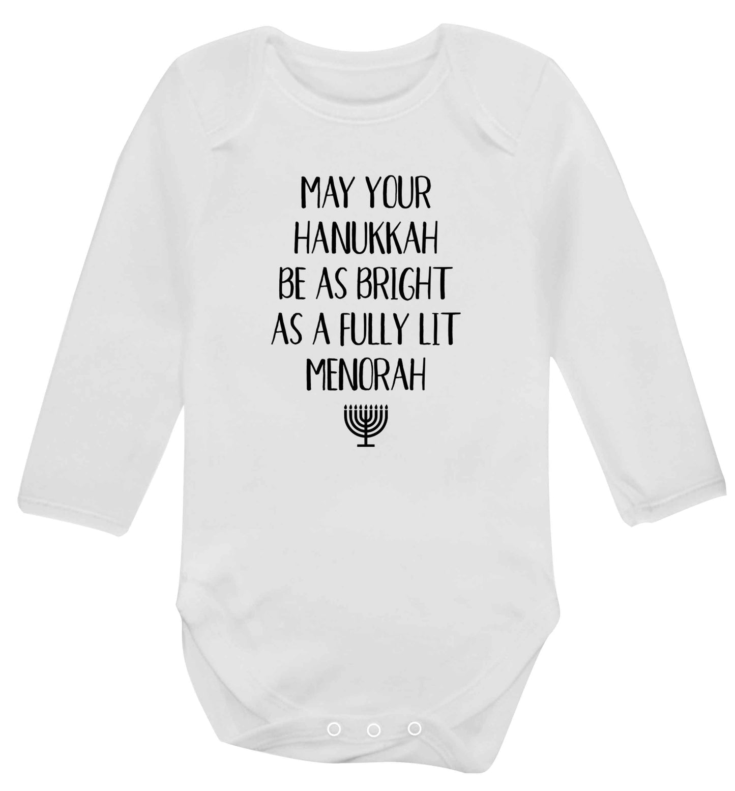 May your hanukkah be as bright as a fully lit menorah Baby Vest long sleeved white 6-12 months