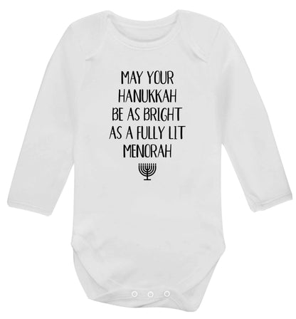 May your hanukkah be as bright as a fully lit menorah Baby Vest long sleeved white 6-12 months