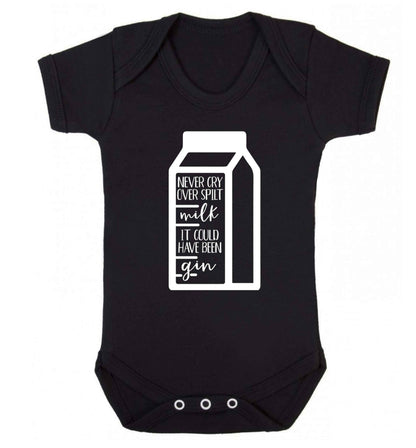Never cry over spilt milk, it could have been gin Baby Vest black 18-24 months