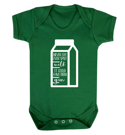 Never cry over spilt milk, it could have been gin Baby Vest green 18-24 months